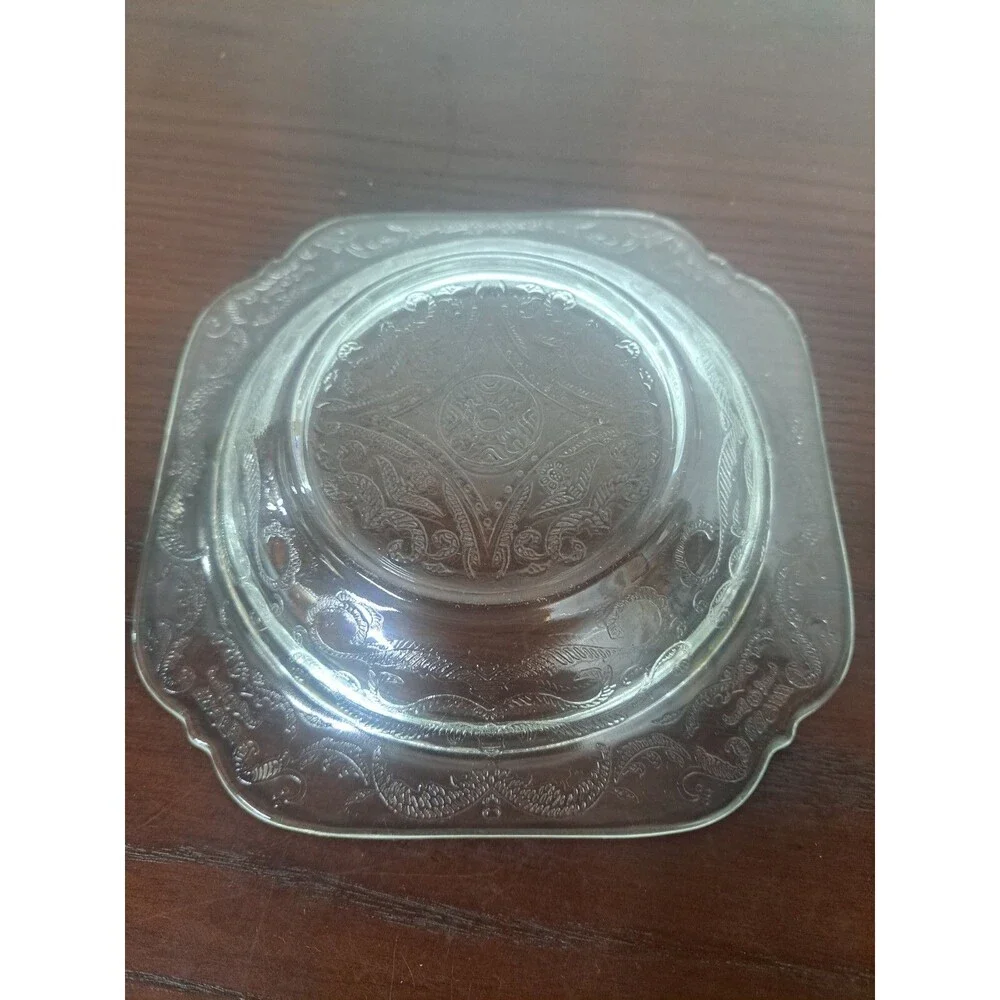 Vintage Federal Madrid Glass Butter/Cheese Dish With Etched Design